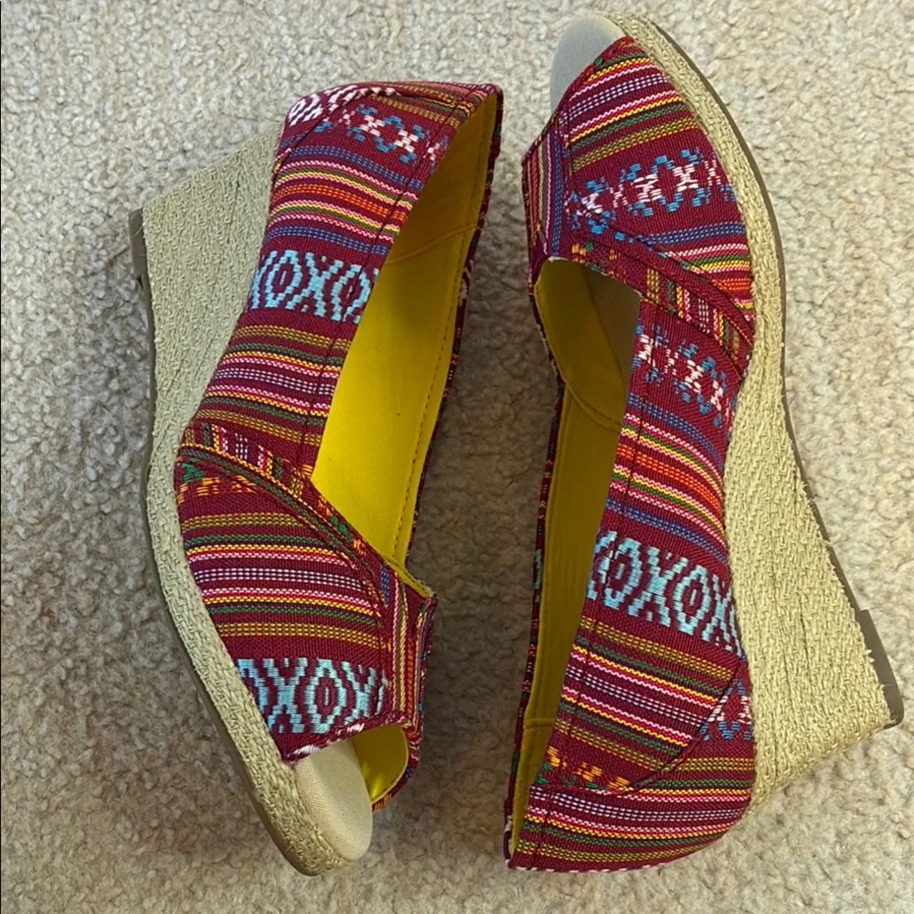 Sonoma Multicolor Espadrille Indigenous Patterned Wedge Shoes - Fabric Upper